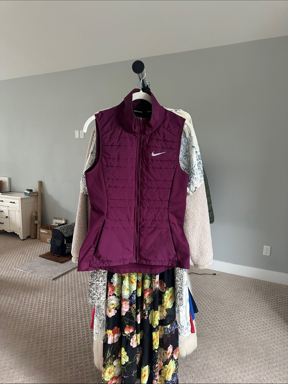 Nike Women's Deep Plum Quilted Zip Vest